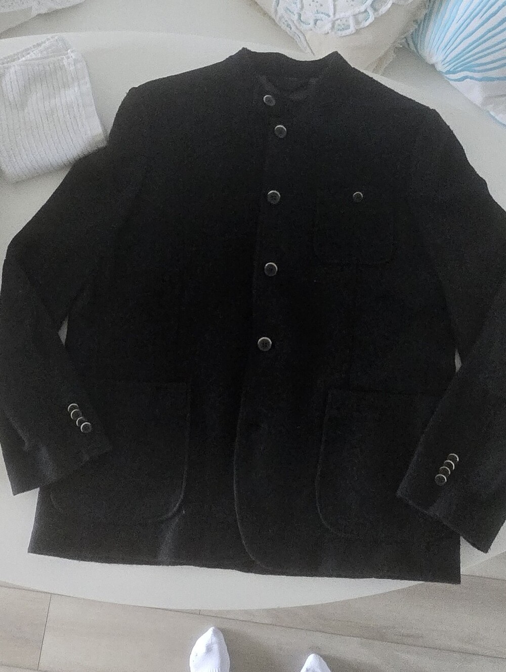 Kenneth Cole Black Stand Collar Sportciat